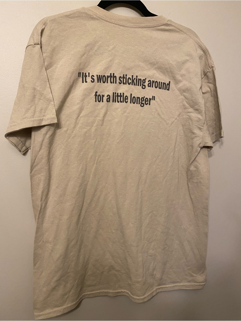 Gildan Beige Short-Sleeve Tee with Back Quote Print